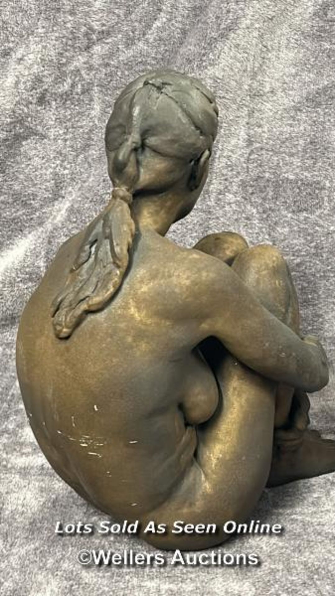 A plaster figure of a seated nude, signed 'Aulson 45/75' 37cm high / AN1 - Image 3 of 4