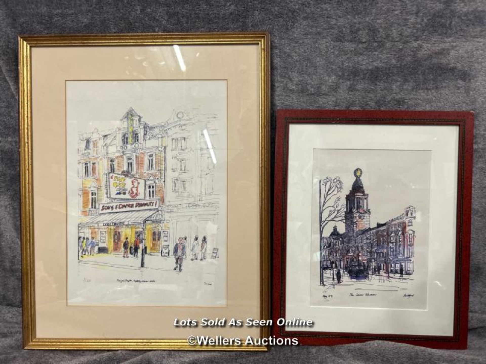 Two prints by the same artist numbered 3/300 and 1/300, largest 28x39cm