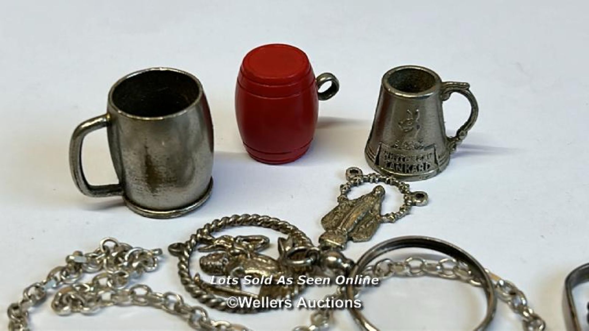 Silver charm bracelet with thirty-eight mostly souvenir charms, along with a silver chain and - Image 4 of 6