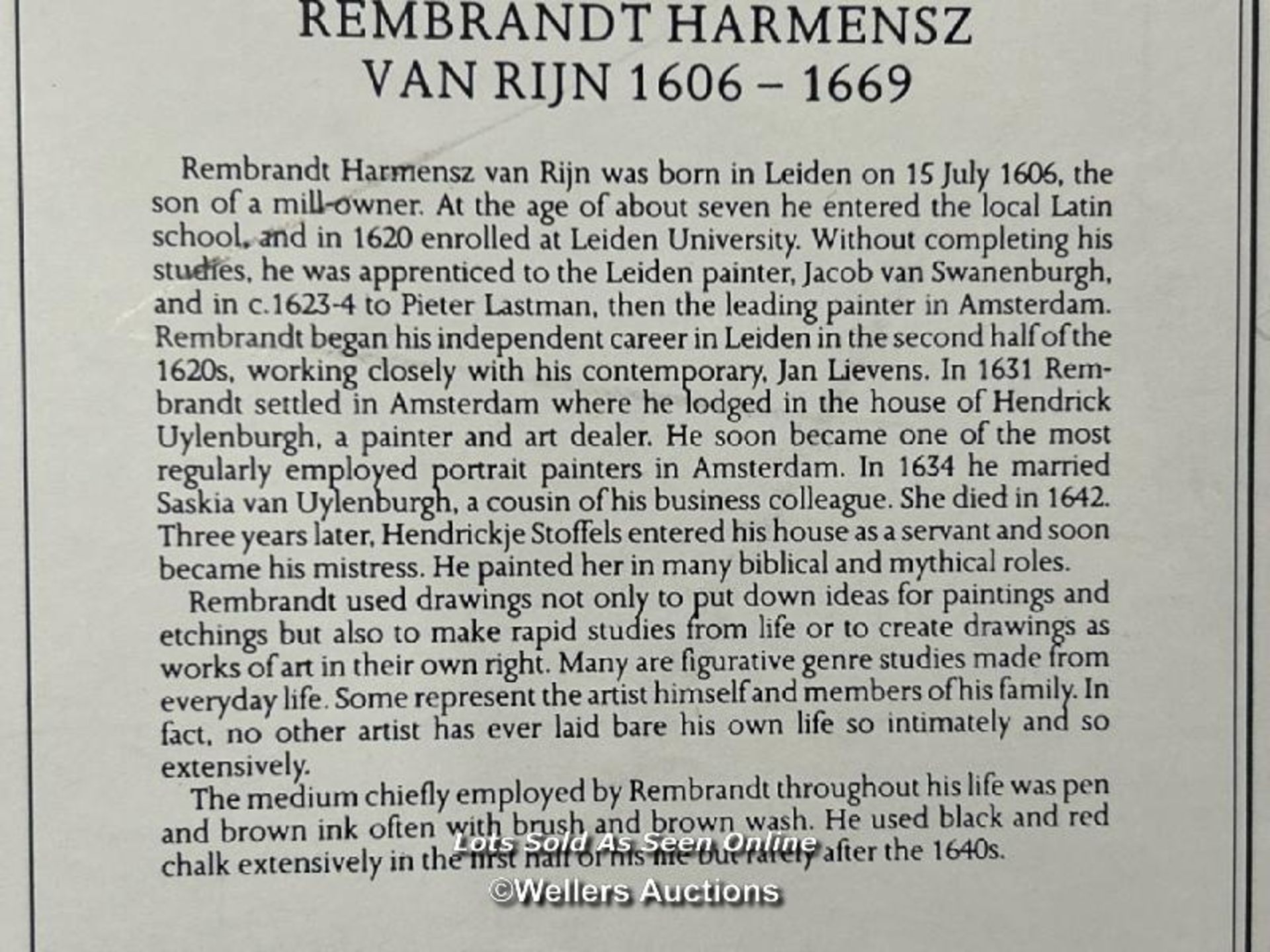 After Rembrandt Harmensz Van Rijin (1606 - 1669) framed facsimile print, 25.5x18cm - Image 6 of 7