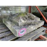 *A LARGE YORK STONE PIER CAP, 30CM (H) X 63CM SQUARE