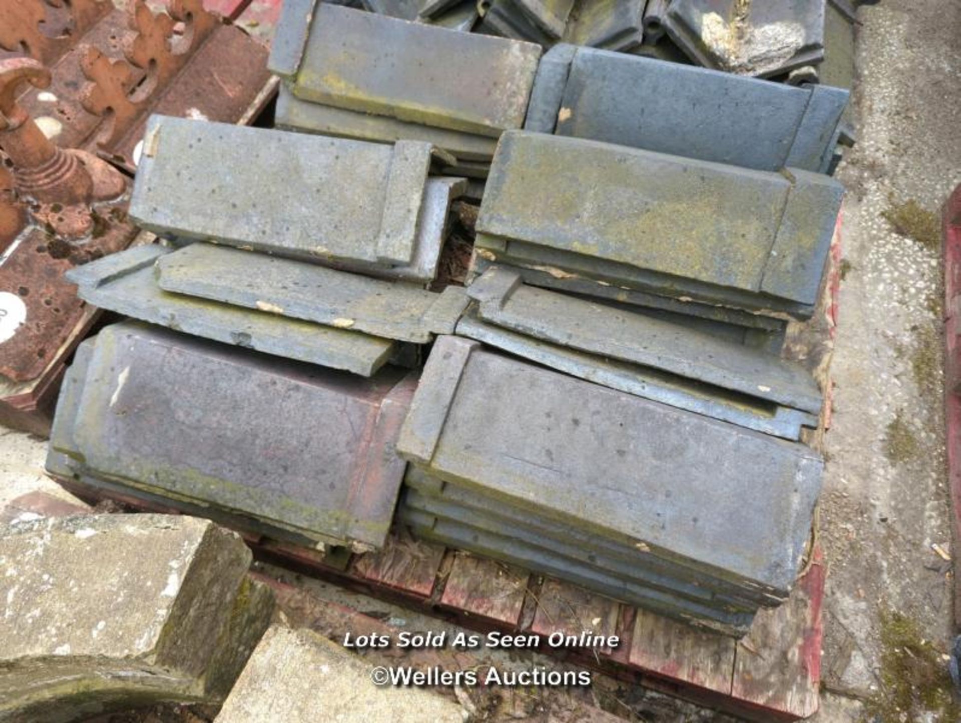 *APPROX X35 BLUE ANGLED RIDGE TILES, 47CM (L)