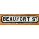 *ORIGINAL 'BEAUFORT ST' CAST IRON STREET SIGN 93CM (L) X 18CM (H)