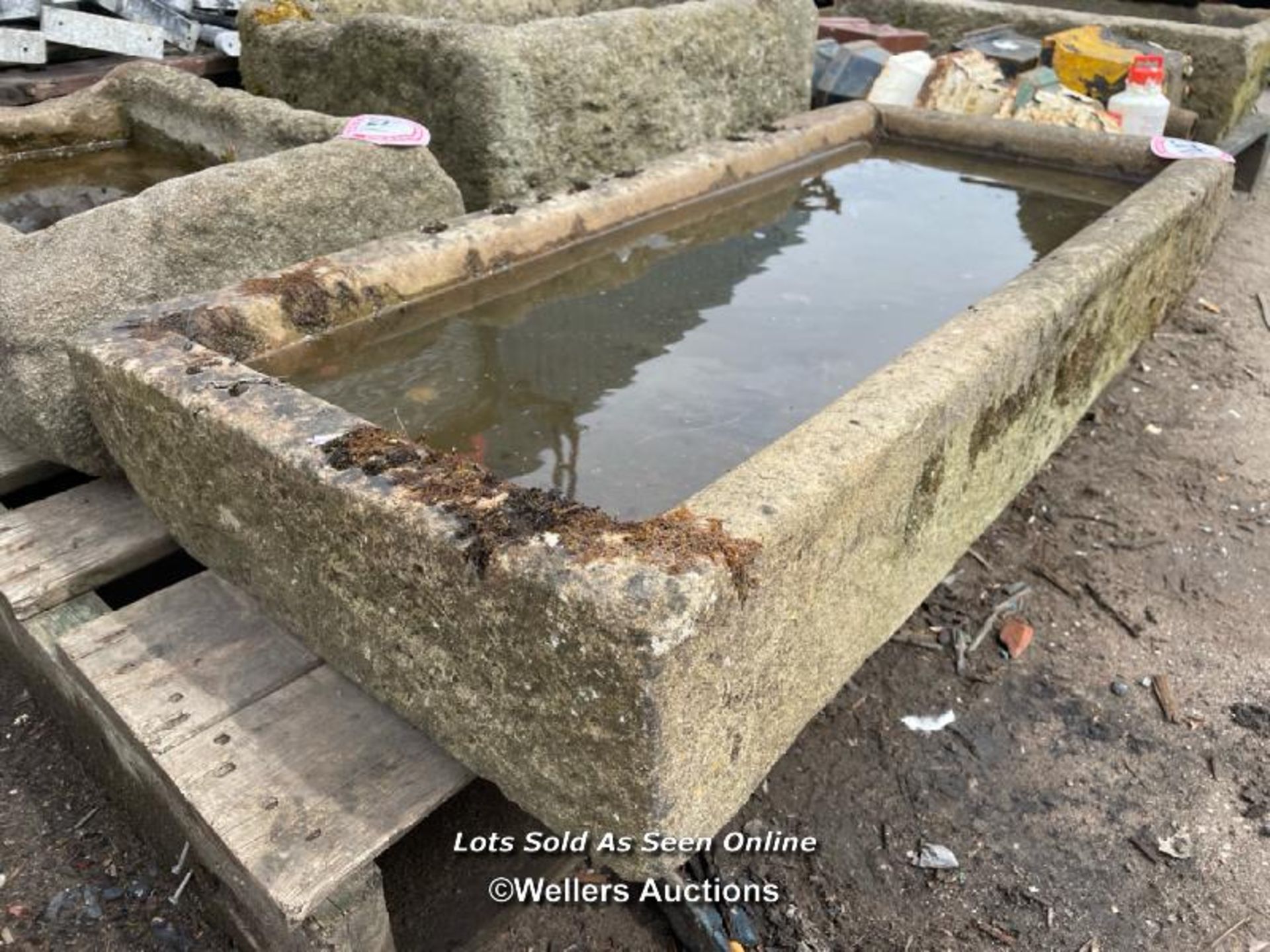 *A LONG GRITSTONE TROUGH, 15CM (H) X 105CM (L) X 48CM (D) - Image 2 of 3