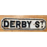 *ORIGINAL 'DERBY ST' CAST IRON STREET SIGN 68CM (L) X 17CM (H)