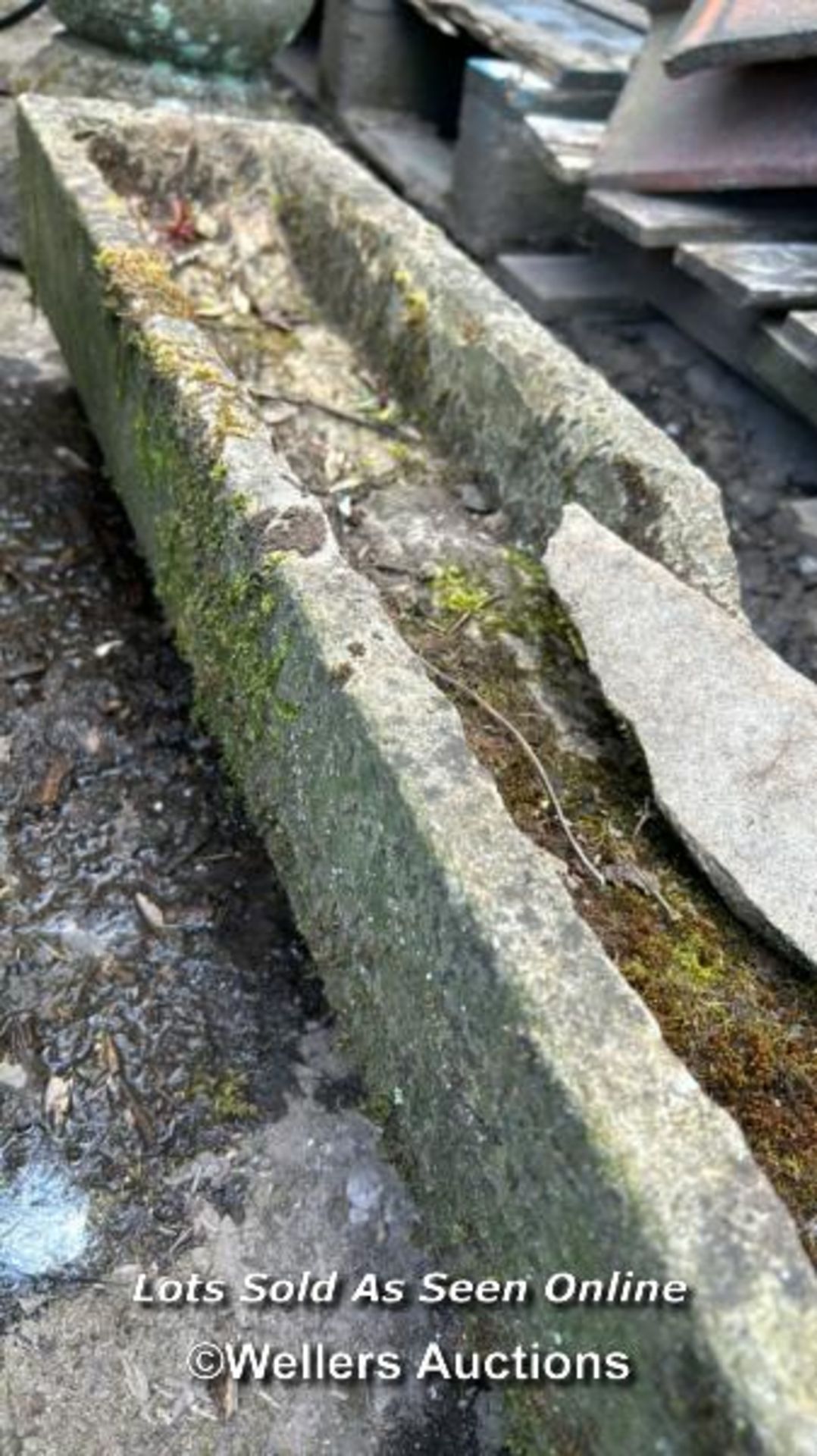 *NARROW YORK STONE TROUGH IN POINTED FORM, 94CM (L) X 18CM (W) X 18CM (H), REA PAIR NEED - Image 2 of 4