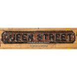 *ORIGINAL 'QUEEN STREET' CAST IRON STREET SIGN 105CM (L) X 18CM (H)