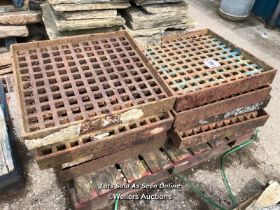 *X10 CAST IRON GRATES, 9CM (H) X 60.5CM (W) X 63.5 (D)