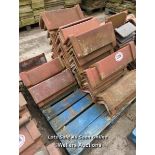 *APPROX X40 ANGLED RED RIDGE ROOF TILES, LARGEST 49CM (L)