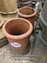 *X2 TERRACOTTA CHIMNEY POTS, TALLEST 39CM (H)