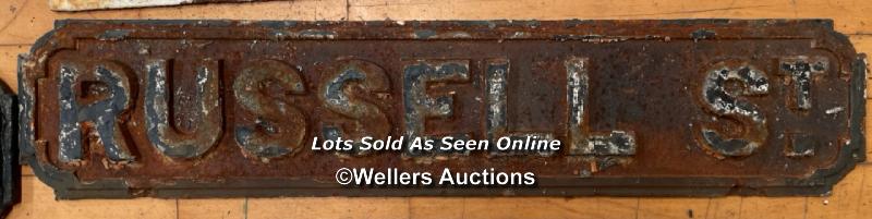 *ORIGINAL 'RUSSELL ST' CAST IRON STREET SIGN 83CM (L) X 17CM (H)