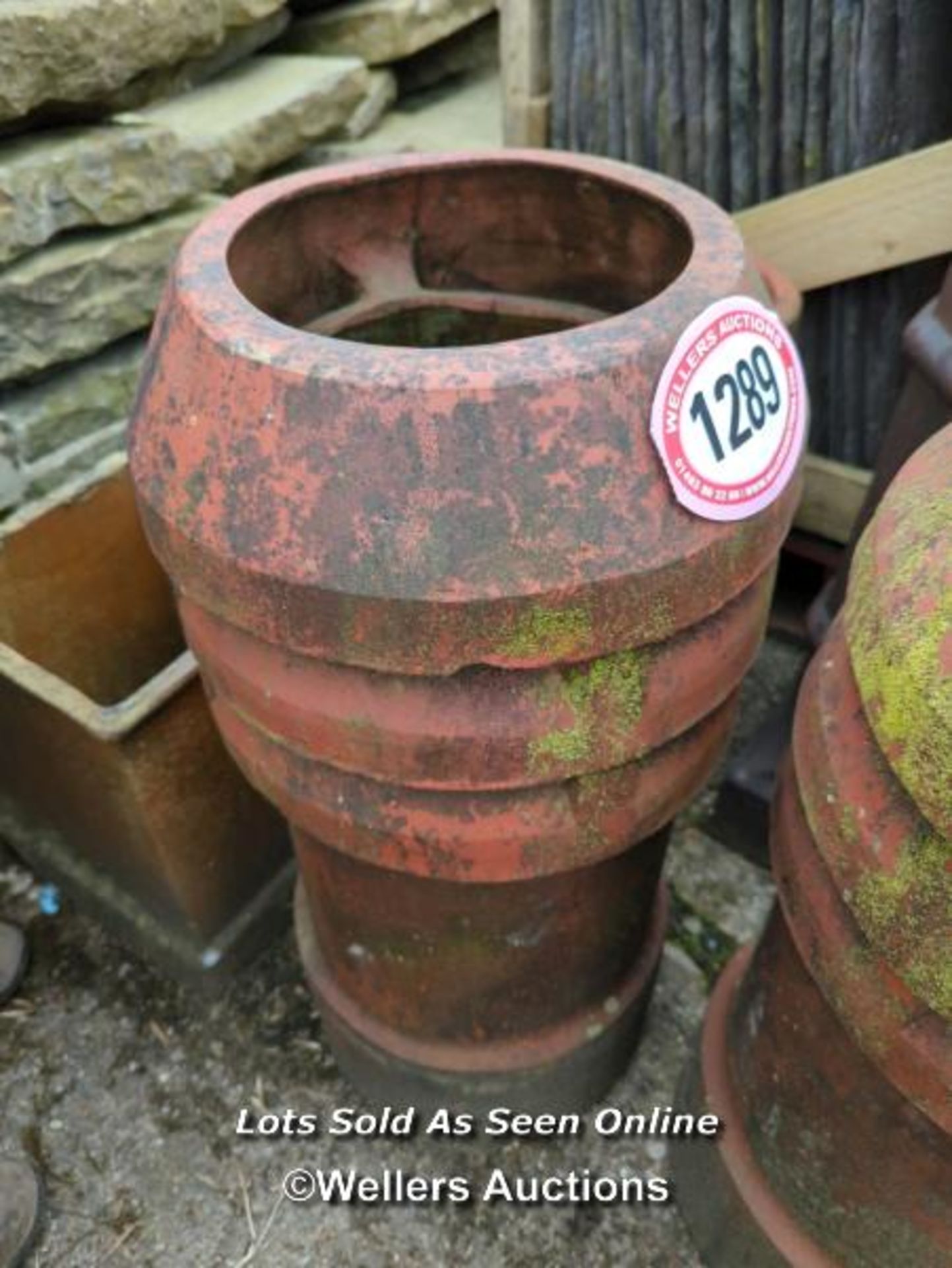 *A PAIR OF VENTED CHIMNEY POTS, 72CM (H)