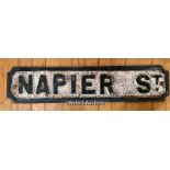*ORIGINAL 'NAPIER' CAST IRON STREET SIGN 78CM (L) X 17CM (H)