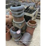 *X3 LOUVRE AND X2 OTHER SALT GLAZED CHIMNEY POTS, TALLEST 74CM (H)