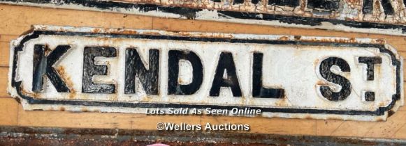 *ORIGINAL 'KENDALL ST' CAST IRON STREET SIGN, 83CM (L) X 18CM (H)