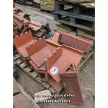 *APPROX X20 ASSORTED ANGLED RED RIDGE ROOF TILES, THE LARGEST 49CM (L)