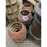 *X3 TERRACOTTA BEE HIVE STYLE CHIMNEY POTS, TALLEST 48CM (H)