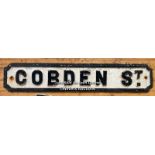 *ORIGINAL 'COBDEN ST' CAST IRON STREET SIGN 93CM (L) X 17CM (H)