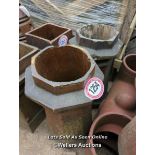 *X2 OCTAGONAL SALT GLAZED CHIMNEY POTS, TALLEST 68CM (H)