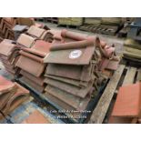 *APPROX X25 ROLL TOP ANGLED RED RIDGE ROOF TILES, VARIOUS STYLES, LARGEST 48CM (L)