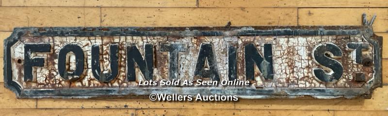 *ORIGINAL 'FOUNTAIN ST' CAST IRON STREET SIGN 93CM (L) X 18CM (H)