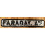 *ORIGINAL 'FARADAY AVE' CAST IRON STREET SIGN 92CM (L) X 17CM (H)