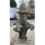 *A LARGE DECORATIVE STONE SPIRE FEATURE, WITH TWO ENGRAVED INITIALS 'B'