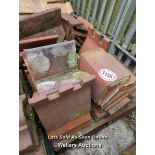*APPROX X32 ASSORTED ANGLED RED RIDGE ROOF TILES, VARIOUS STYLES, LARGEST 31CM (L)
