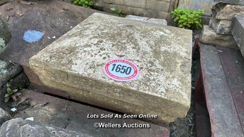 *YORK STONE PAINTED STEPPED PIER CAP, 26CM (H) X 50CM X 50CM