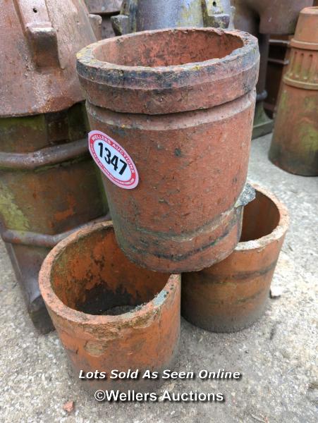 *X3 ASSORTED TERRACOTTA CHIMNEY POTS, 35CM (H)