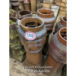 *X2 SALT GLAZED CHIMNEY POTS, 94CM (H)