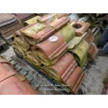 *APPROX X27 ASSORTED SADDLE BACK COPING AND APPROX X20 YELLOW HALF ROUND ROOF TILES