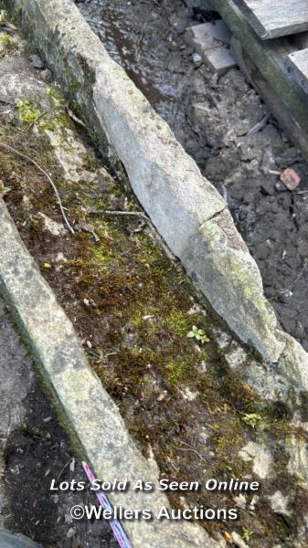 *NARROW YORK STONE TROUGH IN POINTED FORM, 94CM (L) X 18CM (W) X 18CM (H), REA PAIR NEED - Image 4 of 4
