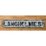 *ORIGINAL 'LANGHOMES ST' CAST IRON STREET SIGN 83CM (L) X 18CM (H)