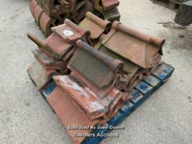 *APPROX X20 ANGLED RED RIDGE ROOF TILES, LONGEST 47.5CM