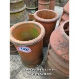 *A PAIR OF TERRACOTTA CHIMNEY POTS, 46CM (H)