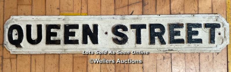 *ORIGINAL 'QUEEN STREET' CAST IRON STREET SIGN 102CM (L) X 18CM (H)