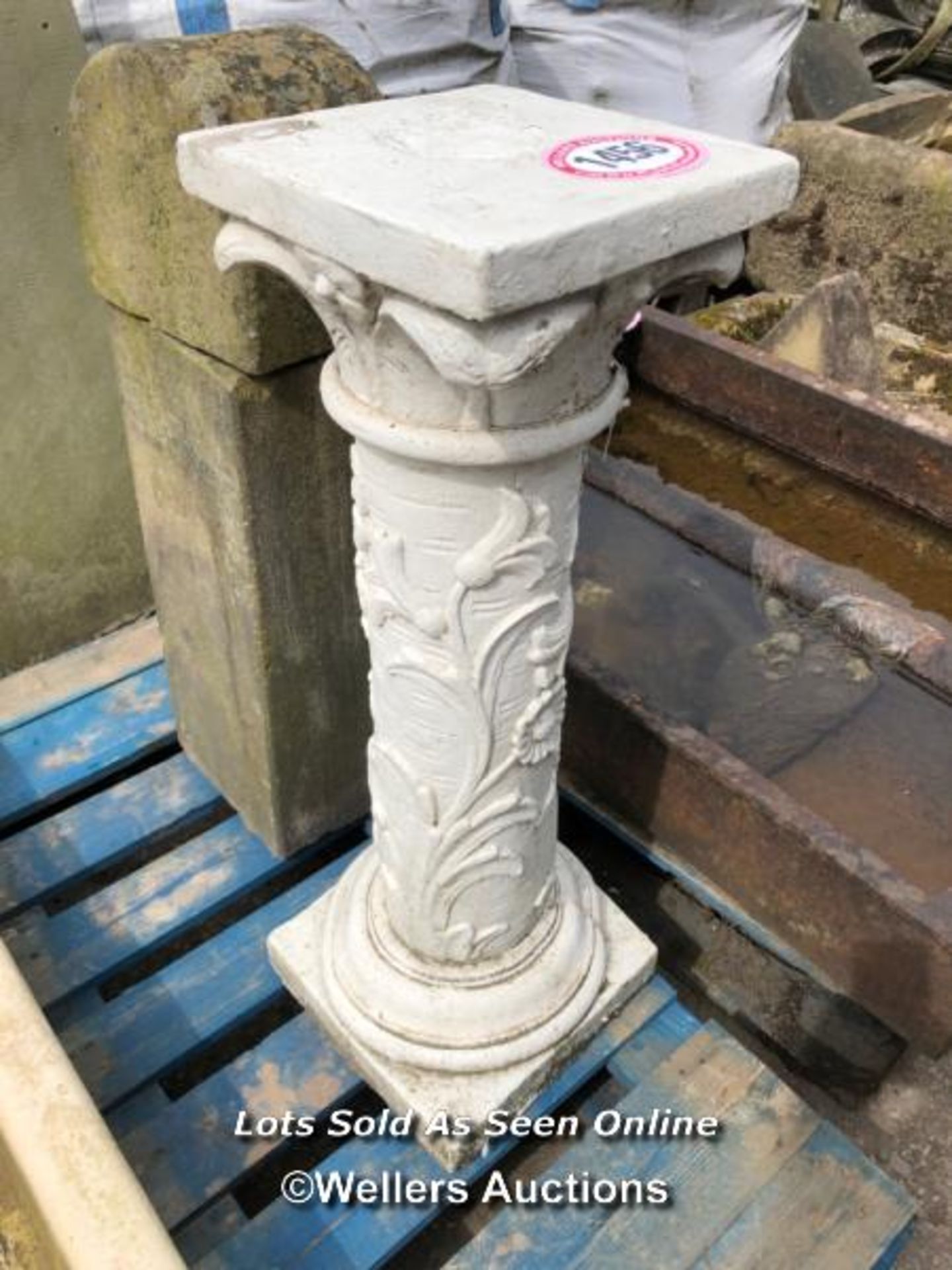 *A RECONSTITUTED STONE PLINTH, 82CM (H), TOP PLATFORM 25CM SQUARED - Image 2 of 2