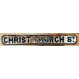 *ORIGINAL 'CHRIST CHURCH ST' CAST IRON STREET SIGN 128CM (L) X 17CM (H)