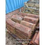 *APPROX X70 RED ANGLED RIDGE ROOF TILES, LARGEST 48CM (L)