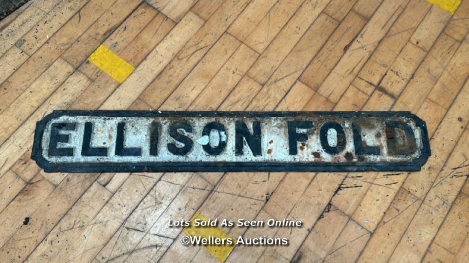 *ORIGINAL 'ELLISON FOLD' CAST IRON STREET SIGN, 104CM (L) X 18CM (H)