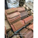 *APPROX X50 ANGLED RED RIDGE TILES, LONGEST 49CM