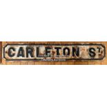 *ORIGINAL 'CARLETON ST' CAST IRON STREET SIGN 97CM (L) X 18CM (H)