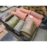 *APPROX X35 ASSORTED HALF ROUND ROOF TILES AND ANGLED RIDGE TILES, LARGEST 38CM (L)