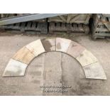 *STONE PAVING TO FORM A CIRCLE, MEASUREMENTS OF PHOTOGRAPHED PAVING 195CM DIA X 100CM, 12 RING 16