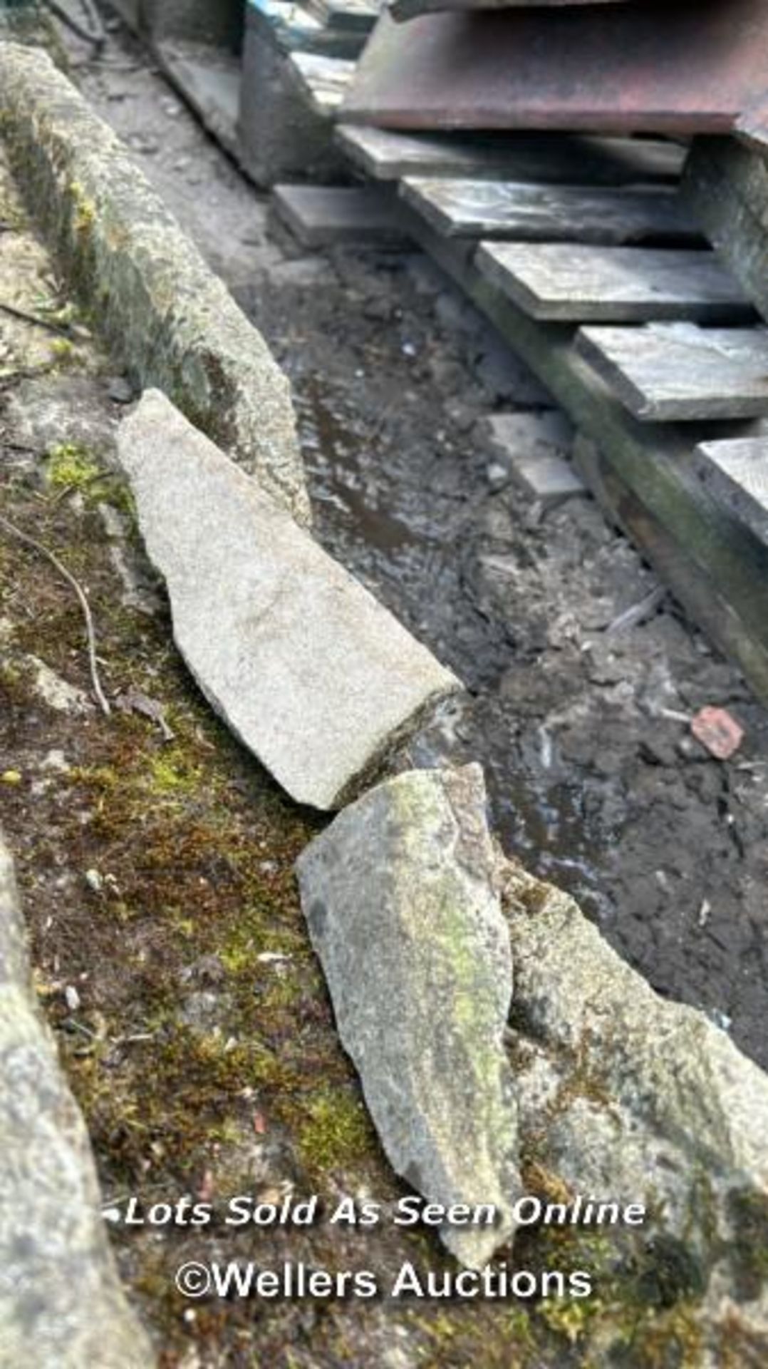 *NARROW YORK STONE TROUGH IN POINTED FORM, 94CM (L) X 18CM (W) X 18CM (H), REA PAIR NEED - Image 3 of 4
