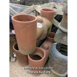 *X3 TWIN SHAFTED TERRACOTTA CHIMNEY POTS, 45CM (H)