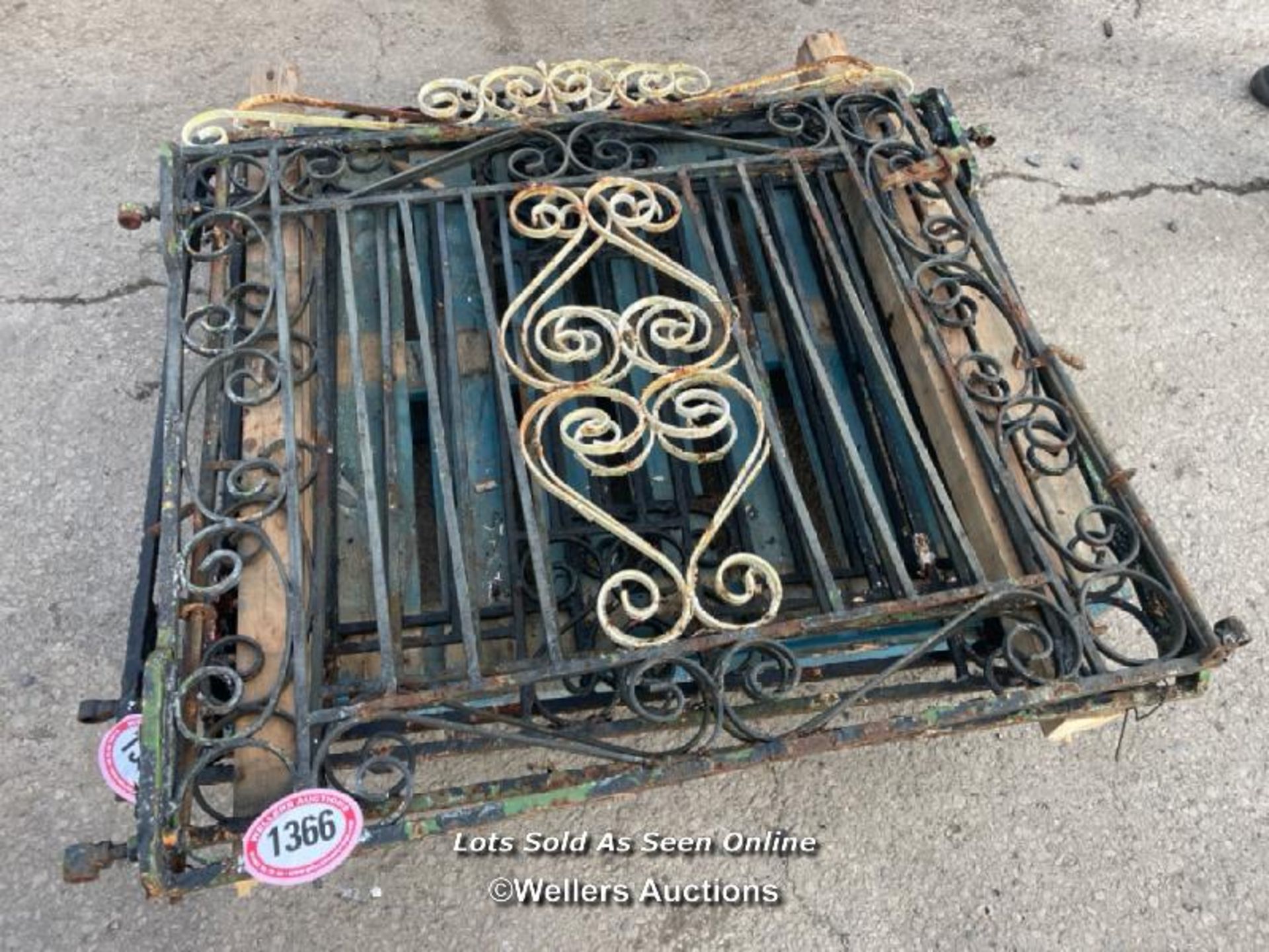 *A PAIR OF WROUGHT IRON GATES, 112CM (H) X 110CM (W) EACH - Image 2 of 2