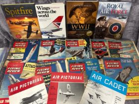 Assorted airforce, WWII and aviation related books and magazines including 1950's & 60's Royal