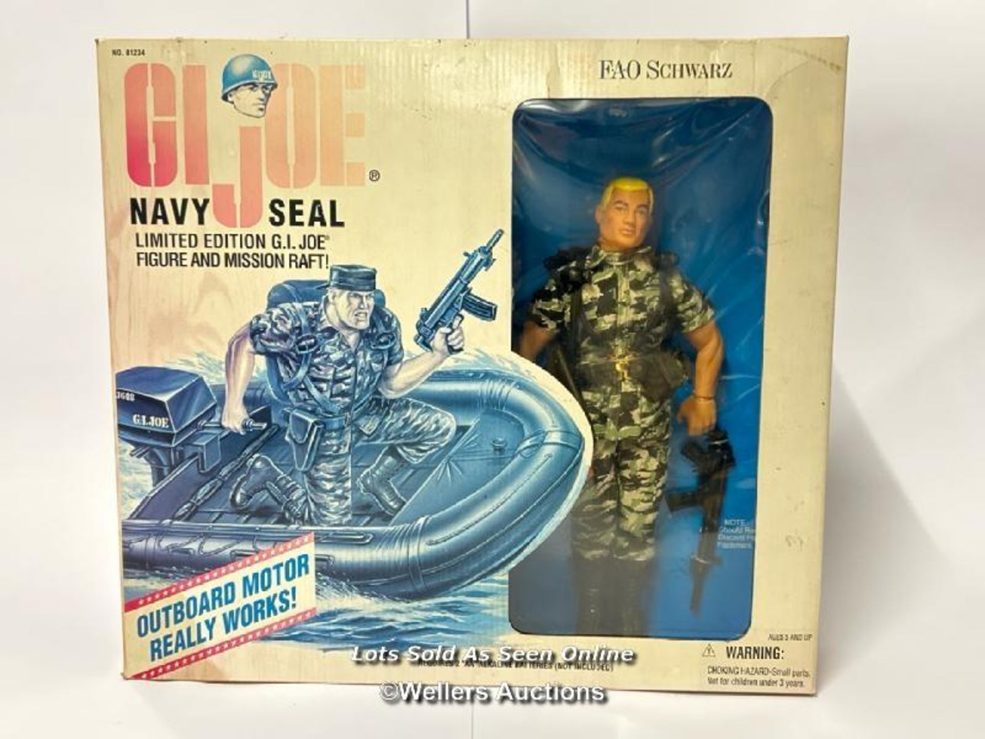 Kenner GI Joe 12" Navy Seal with Mission Raft, F.A.O. Schwartz special edition, 1995. unopened but